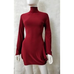 2/$30 Red Bodycon Dress Bat Sleeves